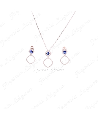 JUEGOS PLATA GARGANTILLA+ PEND. LARGOS CIRCO AZUL+MICROCIRCO