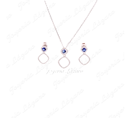 JUEGOS PLATA GARGANTILLA+ PEND. LARGOS CIRCO AZUL+MICROCIRCO