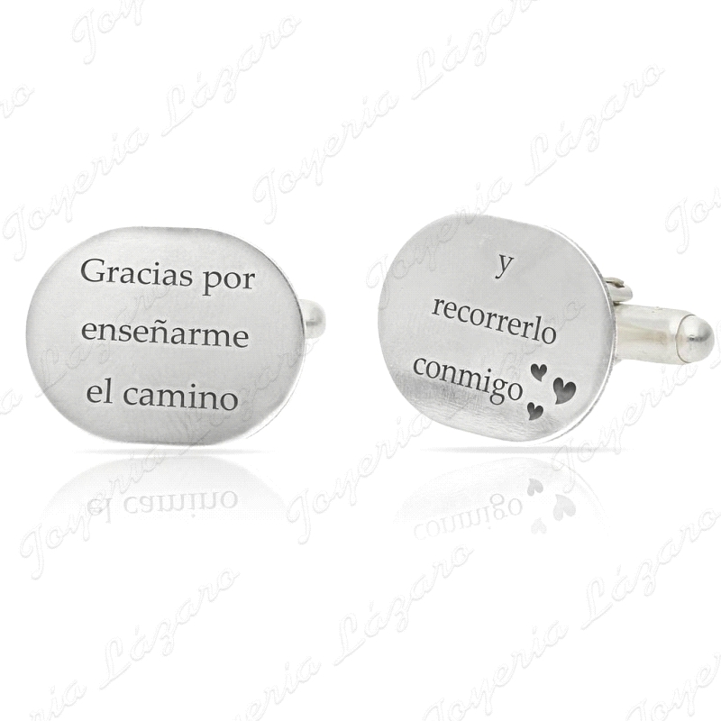 GEMELOS PLATA OVALADOS FRASE PERONALIZADA