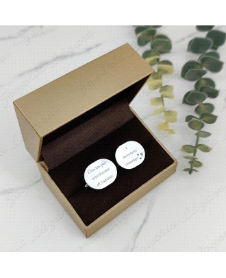 GEMELOS PLATA OVALADOS FRASE PERONALIZADA