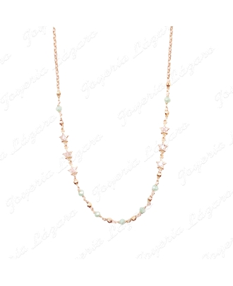 GARGANTILLA PLATA CHAPADA ORO ESTRELLITAS  BOLITAS VERDES Y DORADAS