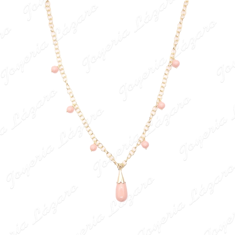 GARGANTILLA PLATA CHAPADA ORO PERLITAS SINT. CORAL+PERA