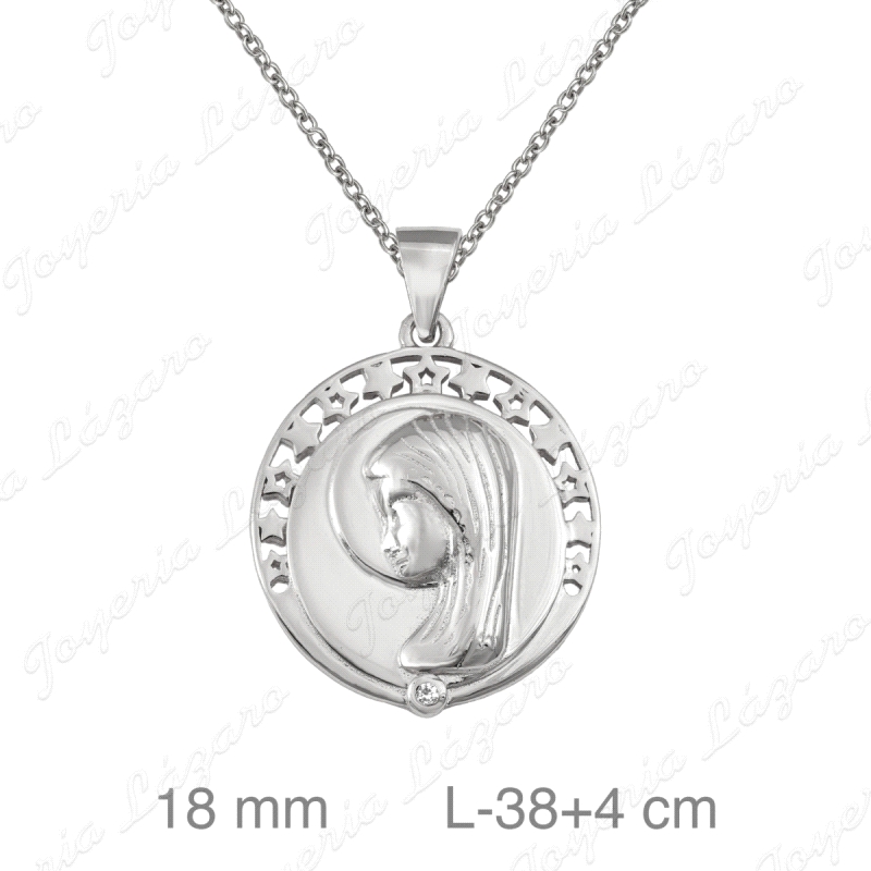 GARGANTILLA PLATA + MEDEALLA VIRGEN NIÑA 18MM
