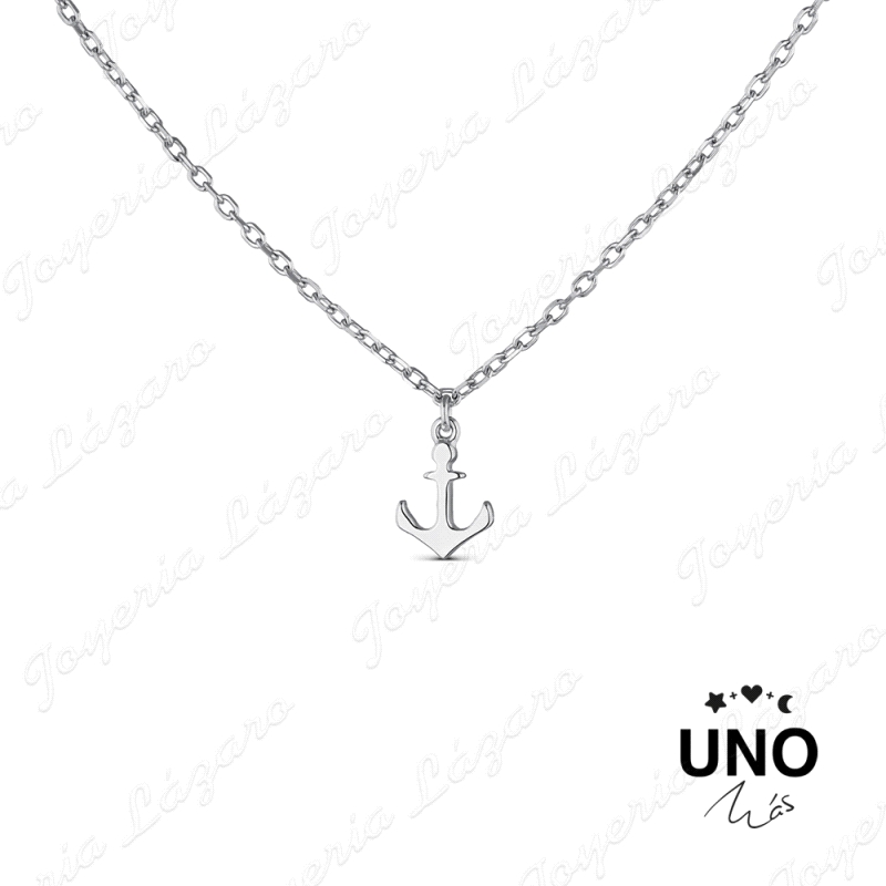 GARGANTILLA PLATA UNO MAS CON CADENA FORZADA 38 MAS 5 CM Y ANCLA
