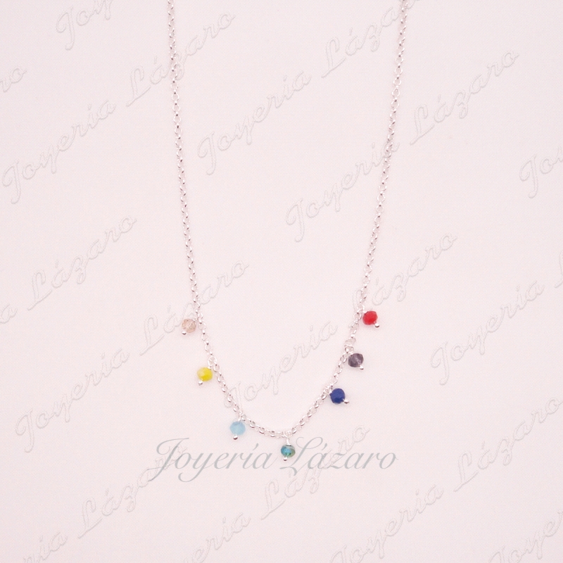 PLATA GARGANTILLA BOLITAS COLORES