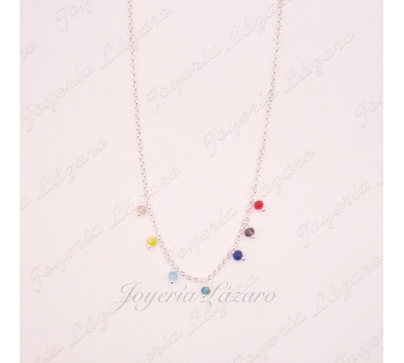 PLATA GARGANTILLA BOLITAS COLORES