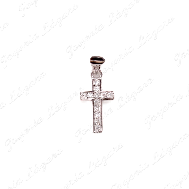 CRUZ PLATA PLANA CIRCONITAS PEQUEÑA12MM