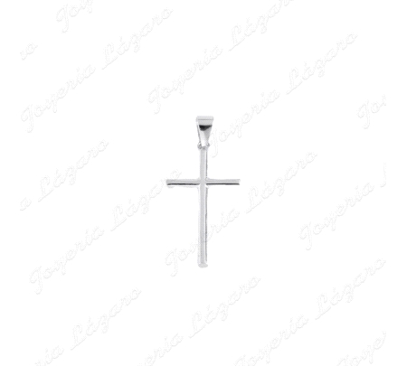 CRUZ PLATA TUBO LISO MEDIANA