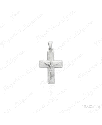 CRUZ PLATA +CRISTO CUADRADA FILO MARCADO