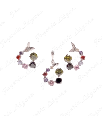 COLGANTE GR. PLATA CHAPADA PLATINO HOJA CIRCULO CIRCOS COLORES