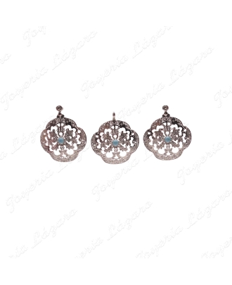 COLGANTE GR. PLATA CHAPADO PLATINO FILIGRANA P. TURQUESA