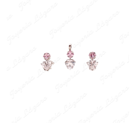 COLGANTE GR. PLATA CORAZON+CUAJO CIRCONITA ROSAY BLANCA