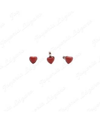 COLGANTE GR. PLATA CORAZON ROJO CORAL PQÑ.