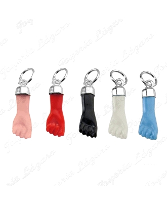 COLGANTE PLATA PUÑO / HIGA NEGRO 18X5MM