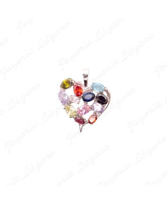 COLGANTE PLATA CORAZON PIEDRAS SWAROVSKI COLORES