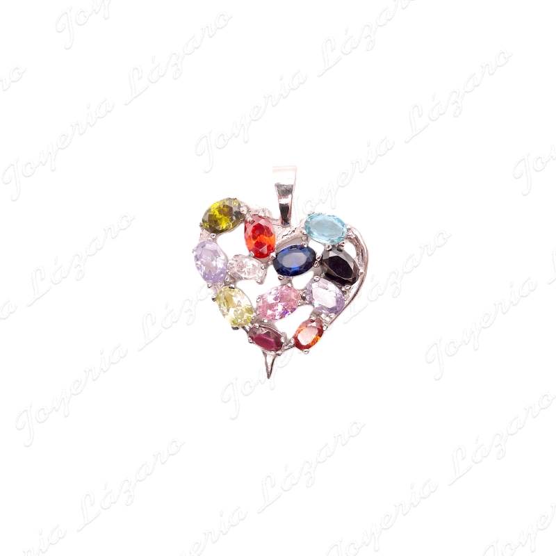 COLGANTE PLATA CORAZON PIEDRAS SWAROVSKI COLORES