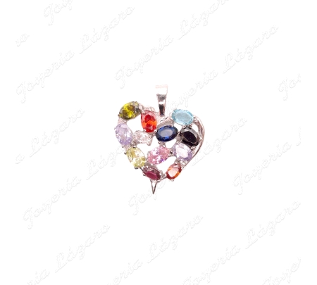 COLGANTE PLATA CORAZON PIEDRAS SWAROVSKI COLORES
