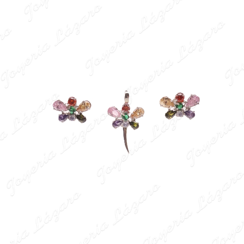 COLGANTE PLATA CHAPADA PLATINO LIBELULA P. SWAROVSKI COLORES