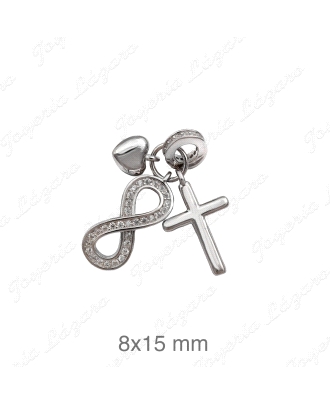 COLGANTE PLATA INFINITO CRUZ CORAZON