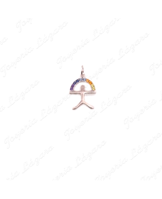 COLGANTE PLATA INDALO ARCO CIRCONITAS, VARIOS COLORES