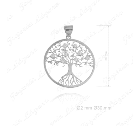 COLGANTE PLATA ARBOL VIDA PERLITAS  30MM