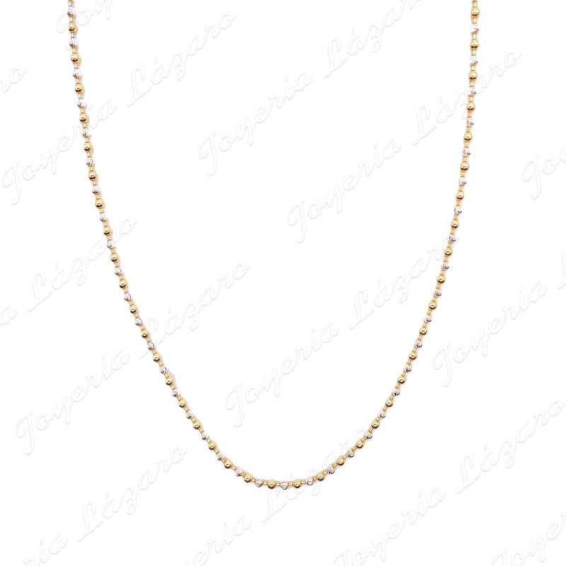 CADENA 60 CM. PLATA BICOLOR BOLAS GALLONADAS  ALTERNAS