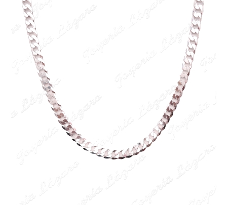 CADENA 60 CM. PLATA BARBADA PLANA MACIZA 8MM