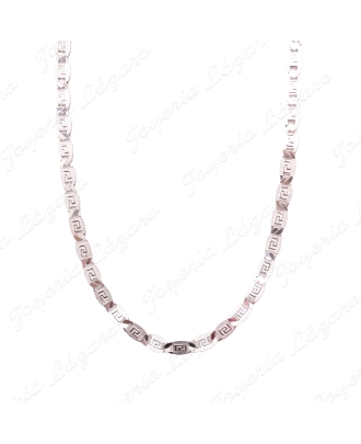 CADENA 60 CM. PLATA PLACAS OVALADAS CON GRECA