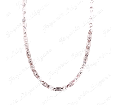 CADENA 60 CM. PLATA PLACAS OVALADAS CON GRECA