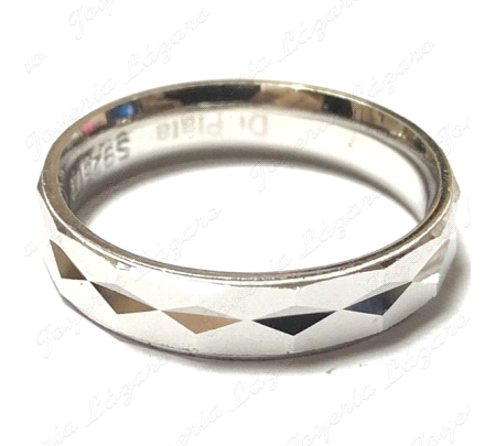 ALIANZA PLATA CONFORT 4MM MATE/BRILLO TALLADO ROMBOS