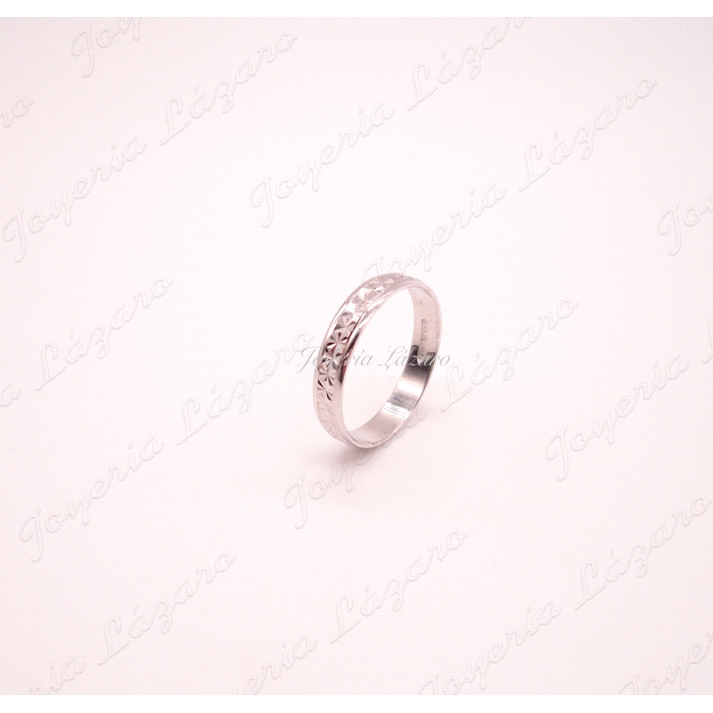 ALIANZA PLATA RODIADA  4MM FACETADA ESTRELLA 4MM