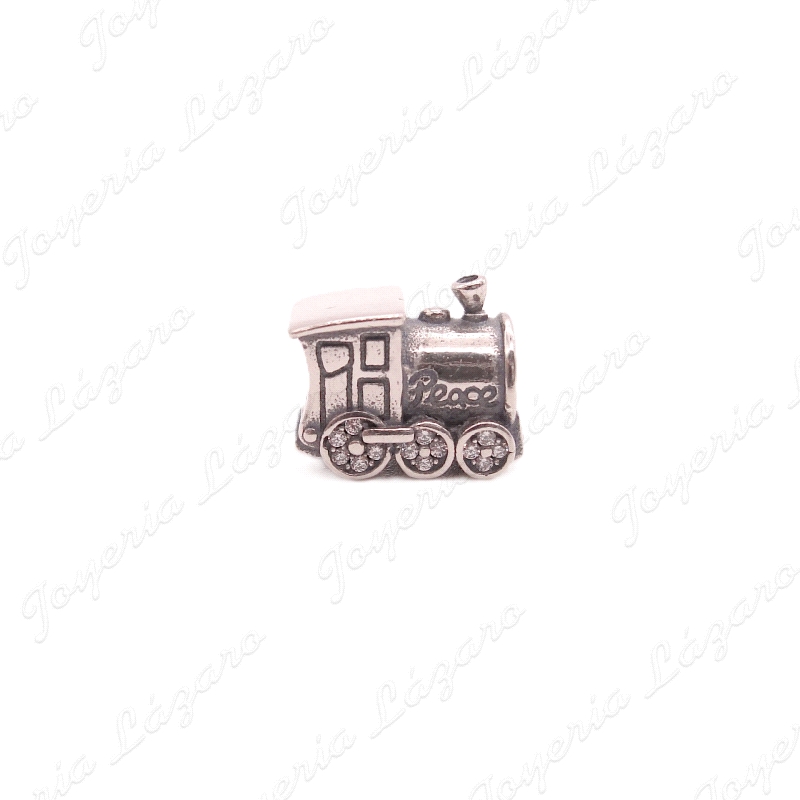 ABALORIO PLATA TREN RUEDAS CIRCONITAS