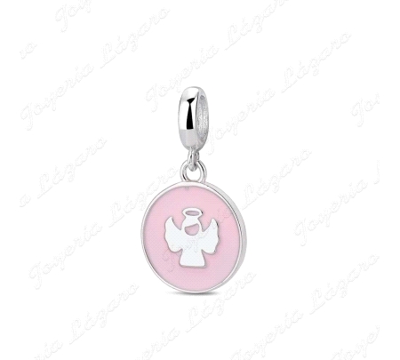 ABALORIO PLATA A TU LADO DISCO ESMALTADO ANGEL