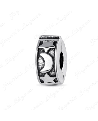 ABALORIO PLATA CLIP A TU LADO LUNA Y ESTRELLAS
