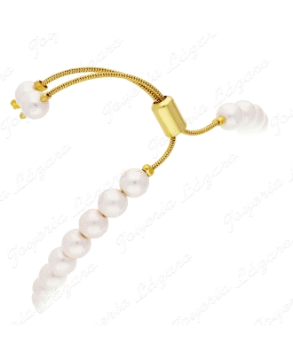 PULSERA BISUTERIA CHAPADA  ORO PERLAS SINT.