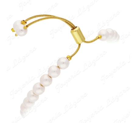 PULSERA BISUTERIA CHAPADA  ORO PERLAS SINT.