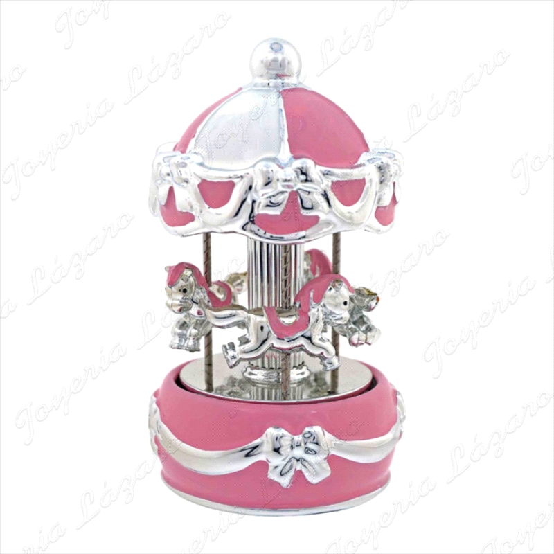 BEBE ARTICULO DE REGALO CARROUSEL ROSA LAZOS 17CM