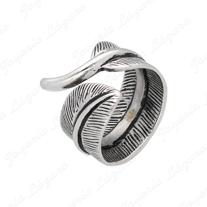 SORTIJA ACERO PLATEADO HOJA ENVUELTA