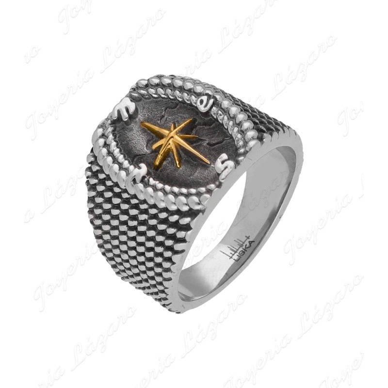 SORTIJA ACERO ROSA DE LOS VIENTOS SODORADA