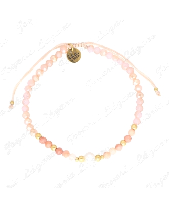 PULSERA ACERO DORADO PERLAS+PIEDRAS NATURALES