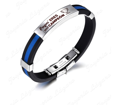 PULSERA ACERO CAUCHO N/A.PAPA ERES MI CAMPEON