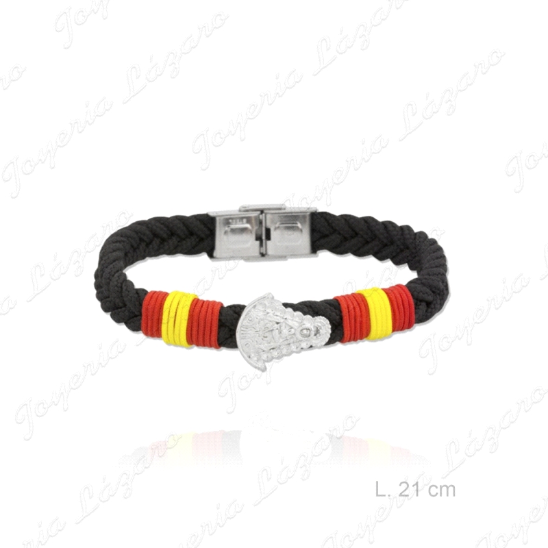 PULSERA ACERO VIRGEN DEL ROCIO COLORES ESPAÑA CUERO TRENZADO