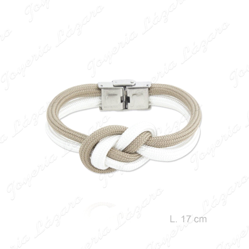 PULSERA ACERO NUDO CAMEL Y BLANCO