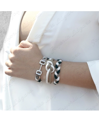 PULSERA ACERO NUDO CAMEL Y BLANCO