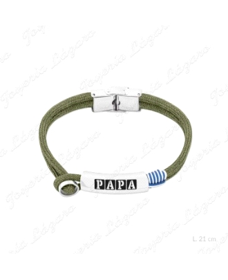 PULSERA ACERO/CORDON VERDE CHAPA PAPA