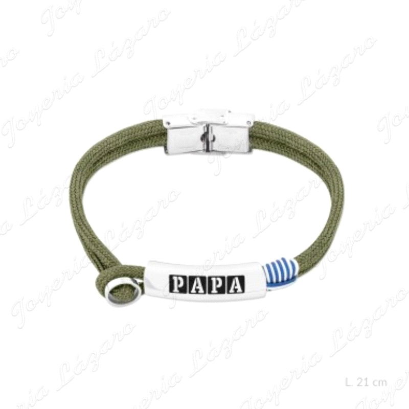 PULSERA ACERO/CORDON VERDE CHAPA PAPA