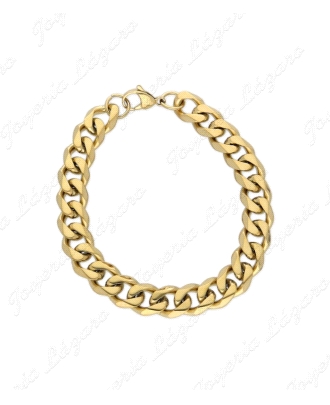 PULSERA ACERO BARBADA BAÑO DE ORO 21CM X 11MM
