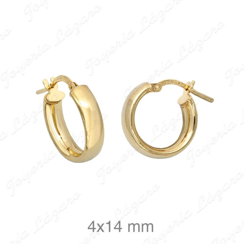 PEND. AROS ACERO BAÑO ORO 4X10MM MEDIA CAÑA