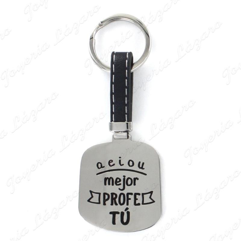 LLAVERO ACERO A E I O U MEJOR PROFE TU