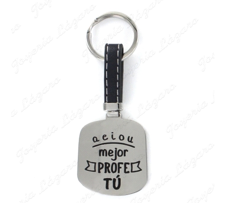 LLAVERO ACERO A E I O U MEJOR PROFE TU
